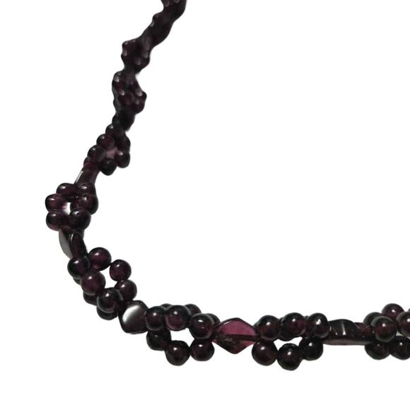 Rhodolite Garnet Round Clusters Diamond Beaded Gemstone  Opera Necklace 36" - Picture 4 of 4